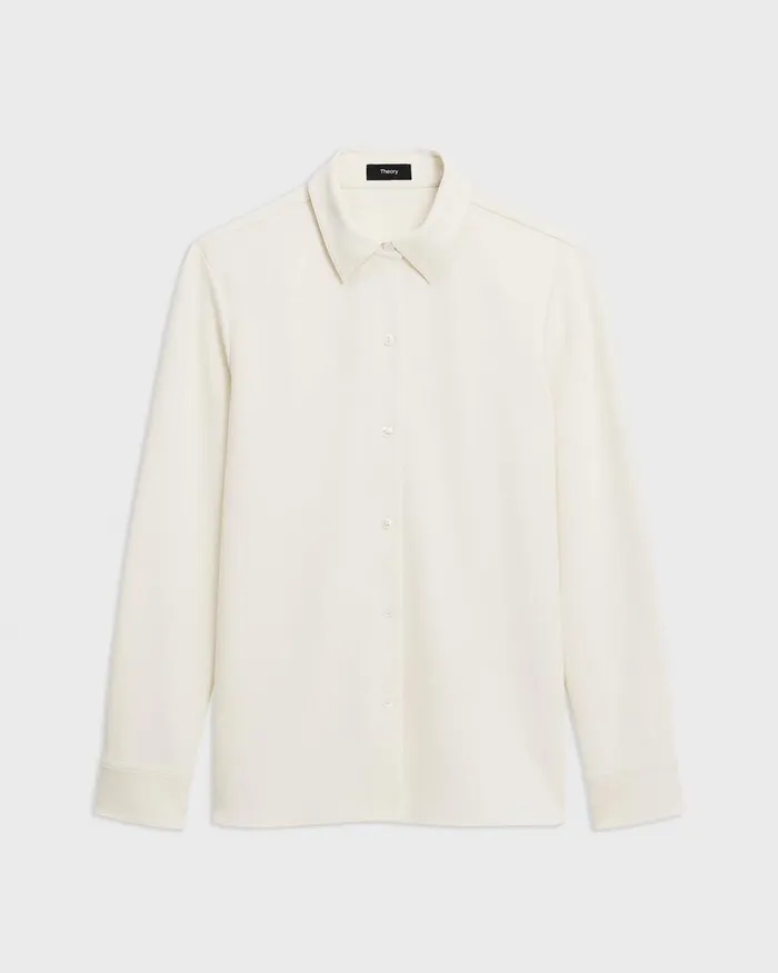 Women Theory Tops Straight Shirt In Admiral Crepe Rice