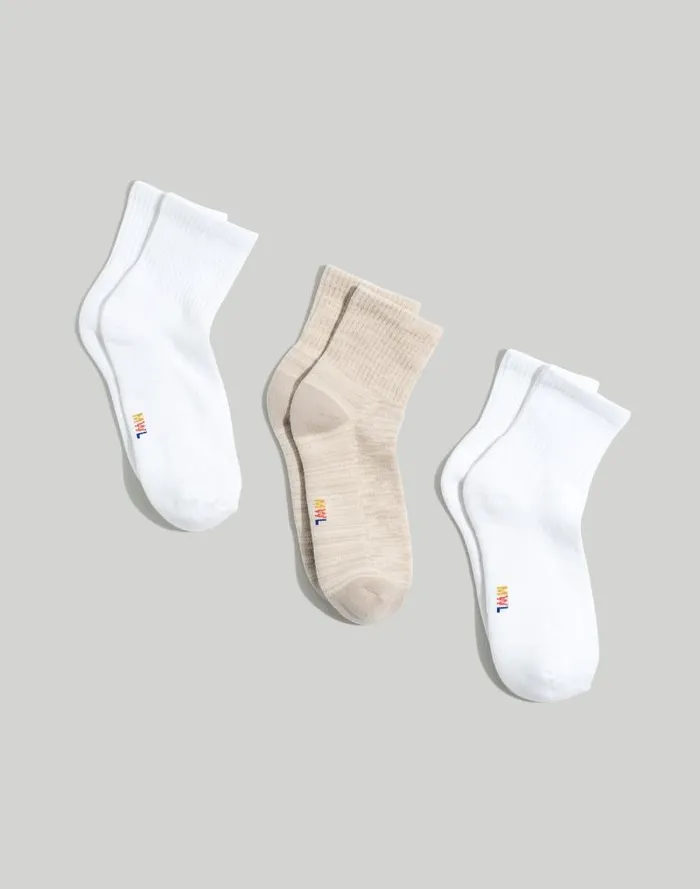 Women ThreePack MWL Cloudlift Ankle Socks Ashen Sand Madewell Socks