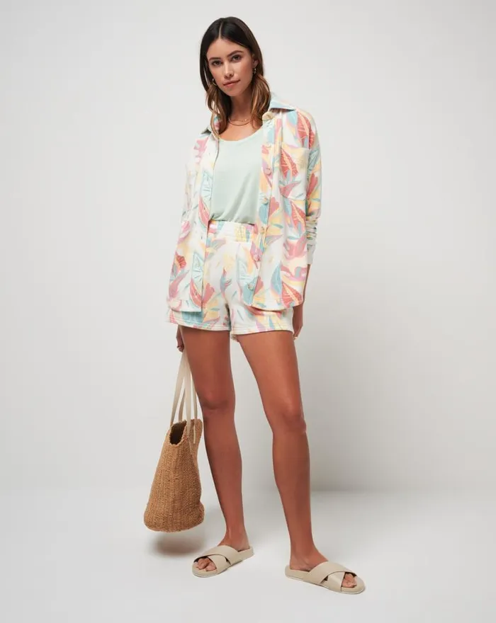 Women TIKI TIPSY CLOUD FLEECE SHORT Ivory Multi TravisMathew Shorts
