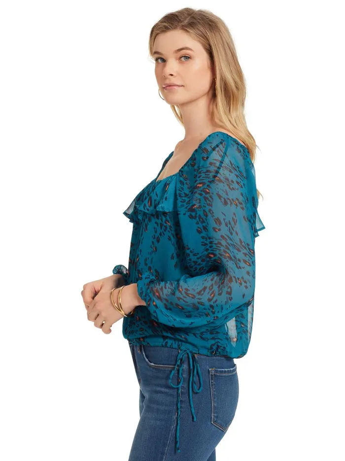 Women Tops Jessica Simpson Bailey Blouse In Whirling Cheetah Turkish Tile Whirling Cheetah