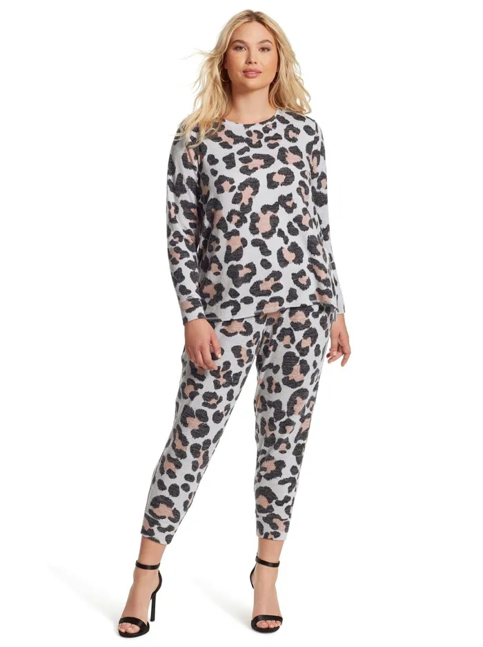 Women Tops Jessica Simpson Lisa Pullover In Giant Cheetah Giant Cheetah
