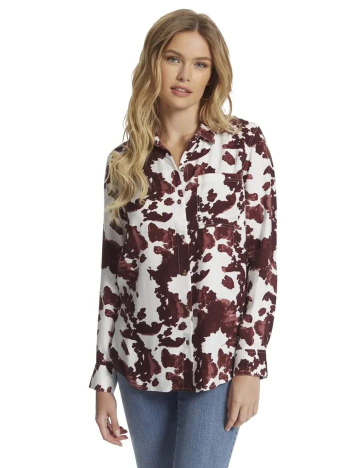 Women Tops Jessica Simpson Petunia Shirt In Rodeo Rodeo Brick