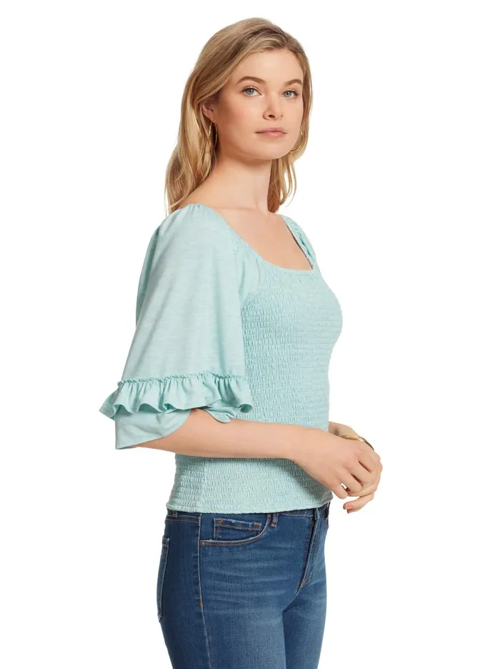 Women Tops Jessica Simpson Sylvia Smocked Top In Marine Blue Smocked Marine Blue