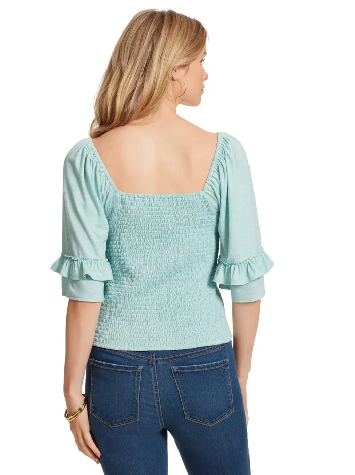 Women Tops Jessica Simpson Sylvia Smocked Top In Marine Blue Smocked Marine Blue