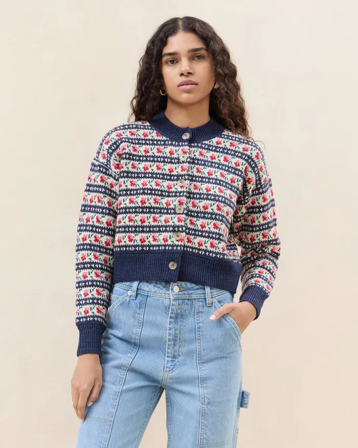 Women Tops Loeffler Randall Idris Blue Jean Floral Cardigan L Sweaters and Knits L Apparel Women Tops Loeffler Randall Idris Blue Jean Floral Cardigan L Sweaters and Knits L Apparel
