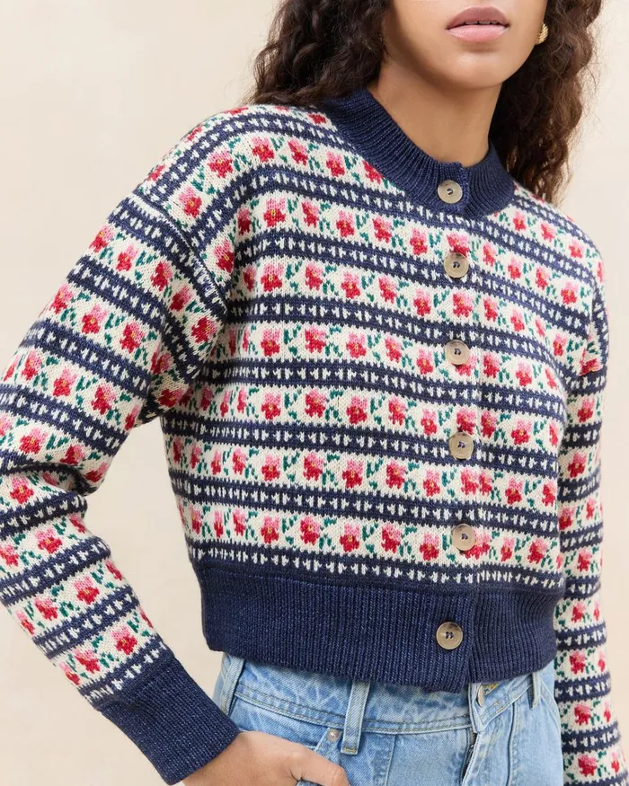 Women Tops Loeffler Randall Idris Blue Jean Floral Cardigan L Sweaters and Knits L Apparel Women Tops Loeffler Randall Idris Blue Jean Floral Cardigan L Sweaters and Knits L Apparel