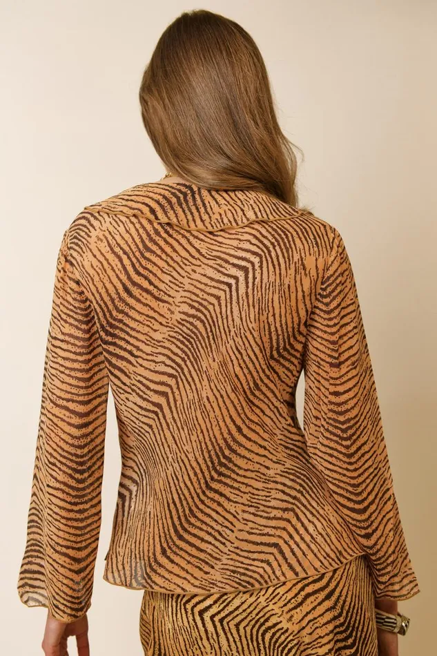 Women Tops RIXO Darwin Sepia Tiger Women Tops RIXO Darwin Sepia Tiger