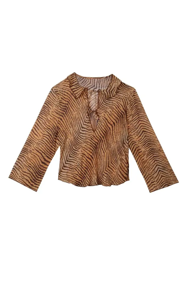 Women Tops RIXO Darwin Sepia Tiger Women Tops RIXO Darwin Sepia Tiger