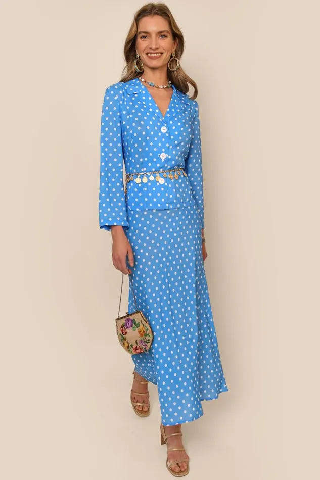 Women Tops RIXO Maisie Polka Dot Blue Women Tops RIXO Maisie Polka Dot Blue