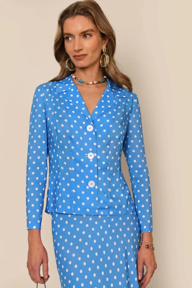 Women Tops RIXO Maisie Polka Dot Blue Women Tops RIXO Maisie Polka Dot Blue