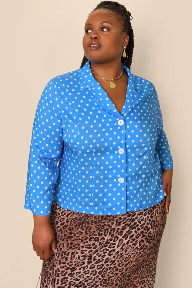 Women Tops RIXO Maisie Polka Dot Blue Women Tops RIXO Maisie Polka Dot Blue
