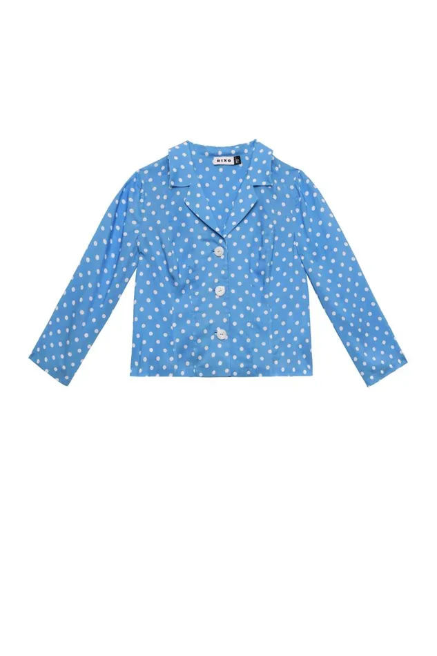 Women Tops RIXO Maisie Polka Dot Blue Women Tops RIXO Maisie Polka Dot Blue