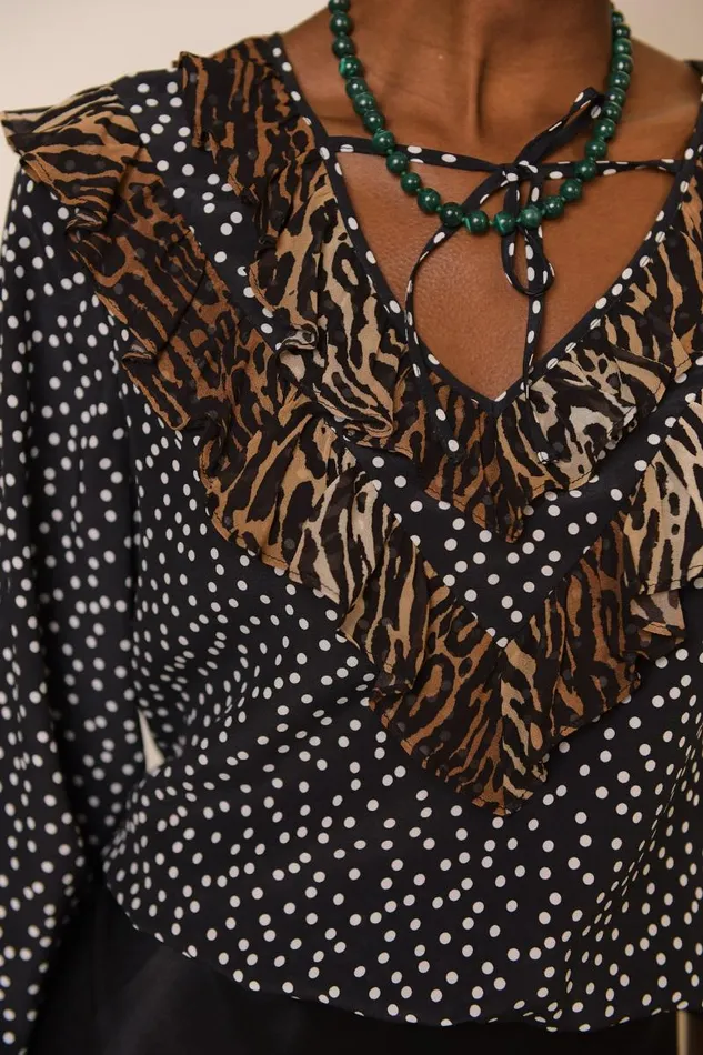 Women Tops RIXO Mirabel Bohemia Leopard Polka Mix Women Tops RIXO Mirabel Bohemia Leopard Polka Mix