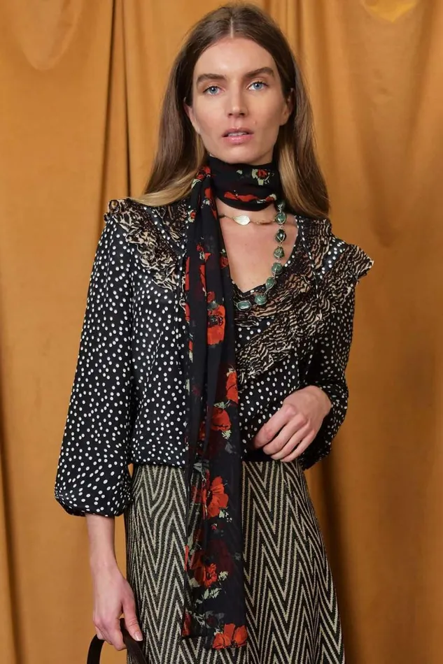 Women Tops RIXO Mirabel Bohemia Leopard Polka Mix Women Tops RIXO Mirabel Bohemia Leopard Polka Mix