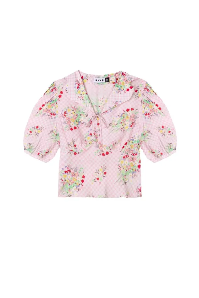 Women Tops RIXO Warner Pink Check Vintage Bunch Women Tops RIXO Warner Pink Check Vintage Bunch