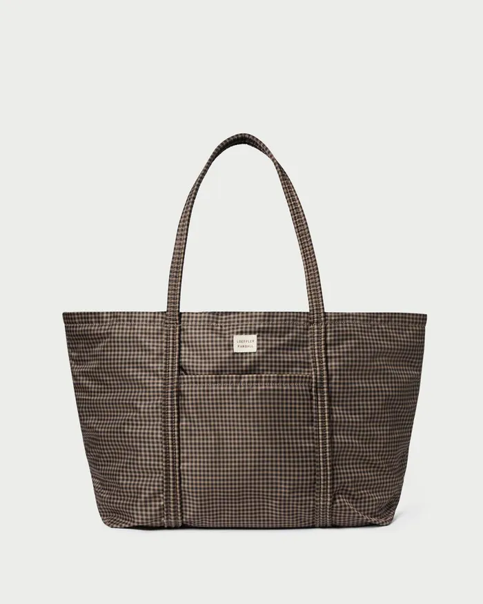 Women Totes Loeffler Randall Dina BrownBlack Check Travel Tote