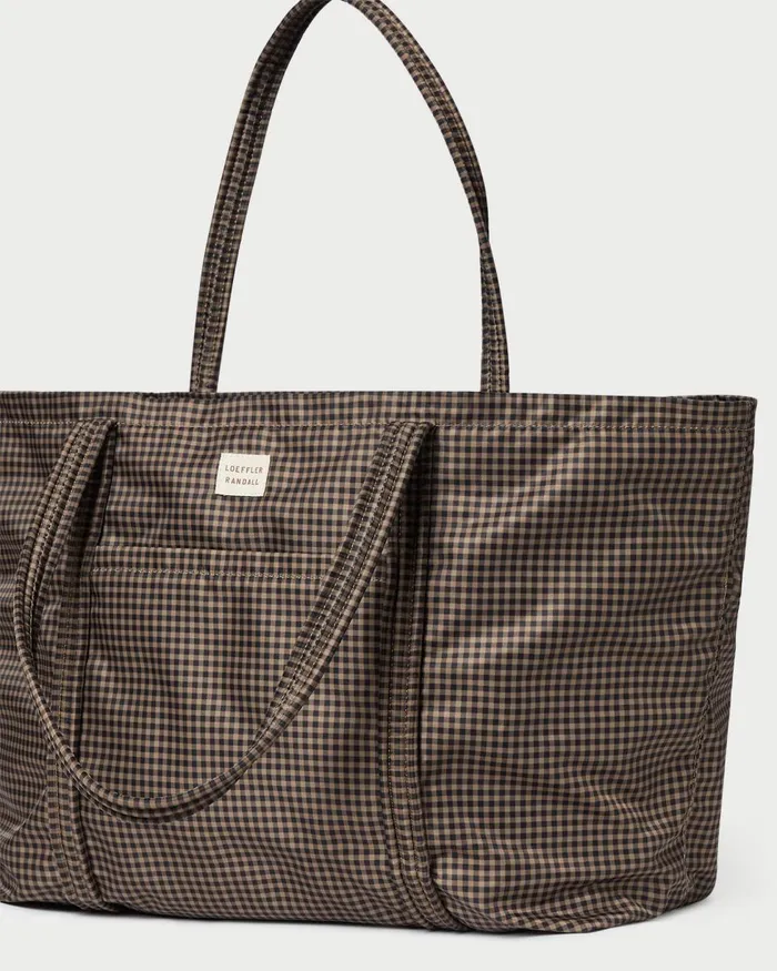 Women Totes Loeffler Randall Dina BrownBlack Check Travel Tote Women Totes Loeffler Randall Dina BrownBlack Check Travel Tote