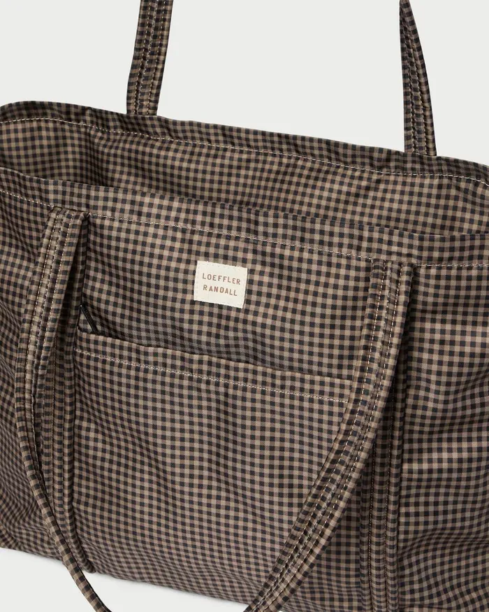 Women Totes Loeffler Randall Dina BrownBlack Check Travel Tote Women Totes Loeffler Randall Dina BrownBlack Check Travel Tote