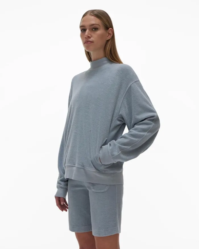 Women Towel Terry Sweatshirt Space Grey Helmut Lang TShirts and Sweatshirts