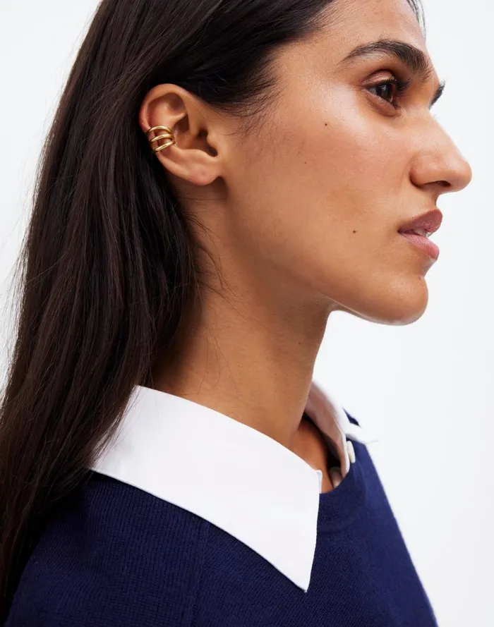 Women Triple Ring Ear Cuff Vintage Gold Madewell Jewelry