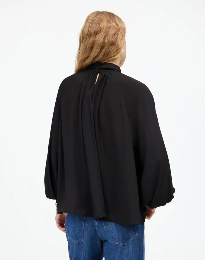 Women Turtleneck LongSleeve Top In Chiffon True Black Madewell Tops and Shirts