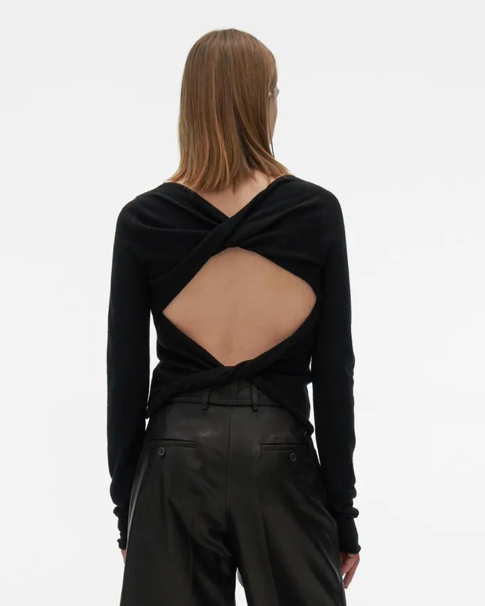 Women Twist Crewneck Sweater Black Helmut Lang Sweaters