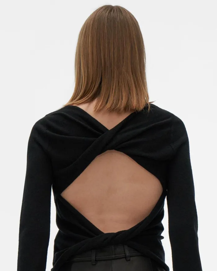 Women Twist Crewneck Sweater Black Helmut Lang Sweaters