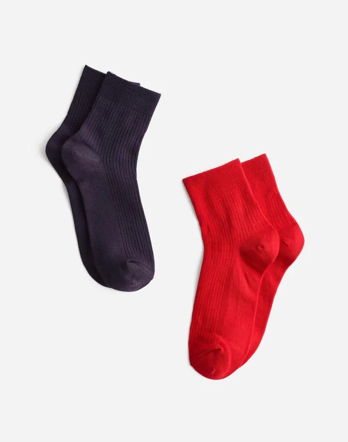 Women TwoPack SemiSheer Ankle Socks Bright Cherry Madewell Socks