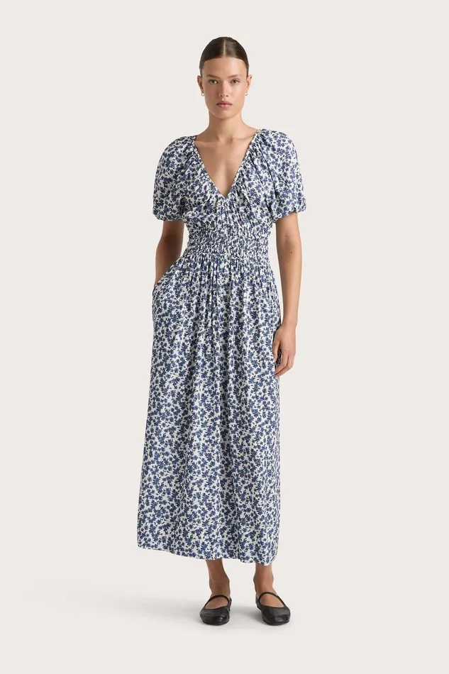 Women Valras Midi Dress Leilani Mid Blue Faithfull The Brand Midi Dresses