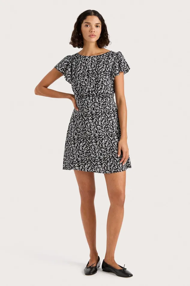 Women Valras Mini Dress Amaryllis Floral Black Faithfull The Brand Dresses