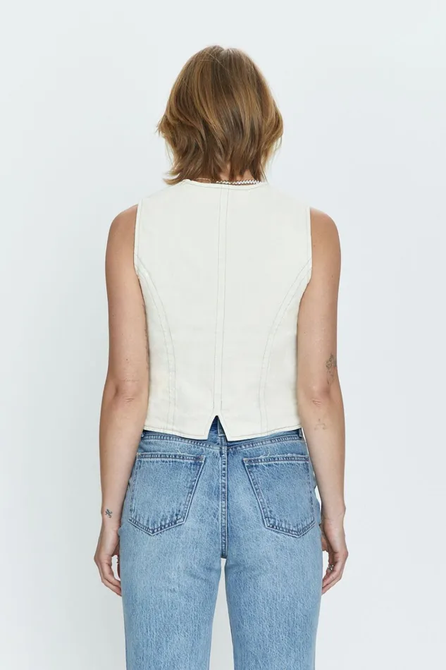Women Vero Denim Vest 8211 Ecru Pistola Denim Tops