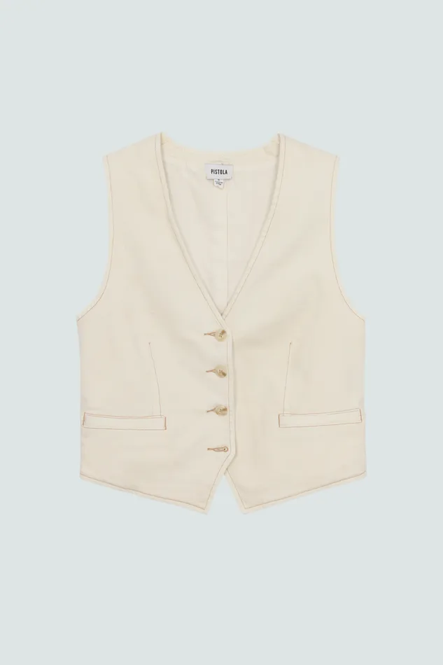 Women Vero Denim Vest 8211 Ecru Pistola Denim Tops