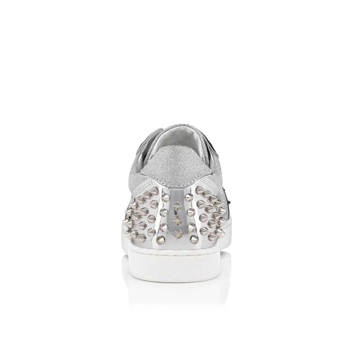 Women Vieira 2 Lowtop Sneakers 8211 Glittered Calf Leather And Spikes 8211 Silver Silver Christian Louboutin Sneakers