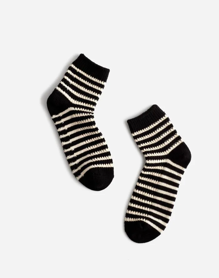 Women WaffleKnit Ankle Socks True Black Madewell Socks
