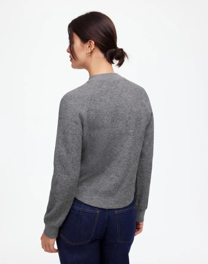 Women WaffleKnit LongSleeve Crewneck Tee Hthr Charcoal Madewell Sweaters