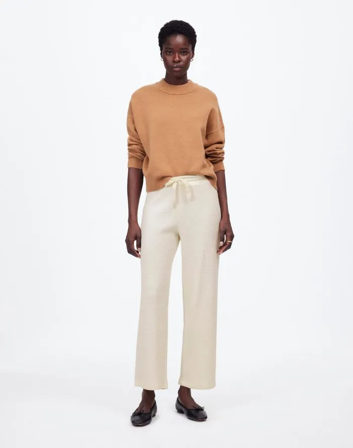Women WaffleKnit StraightLeg Sweatpants Winter White Madewell Pants