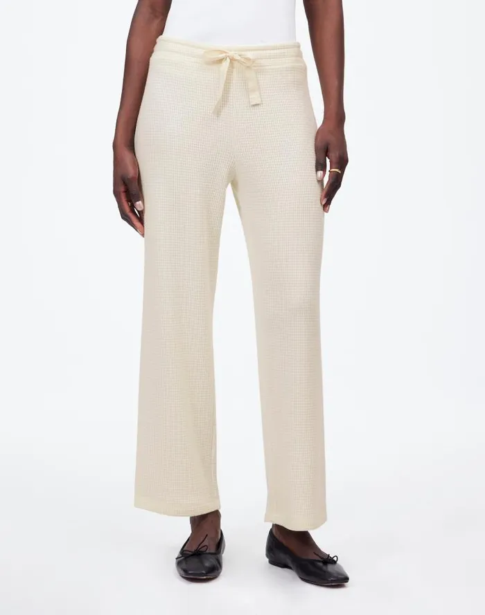 Women WaffleKnit StraightLeg Sweatpants Winter White Madewell Pants