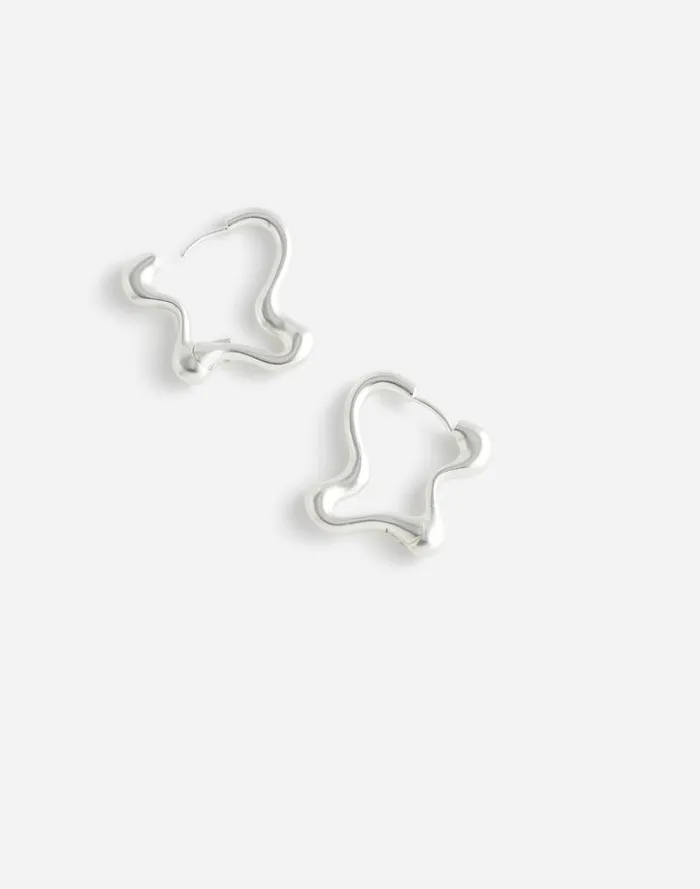 Women Wavy Huggie Hoop Earrings Light Silver Ox Madewell Jewelry