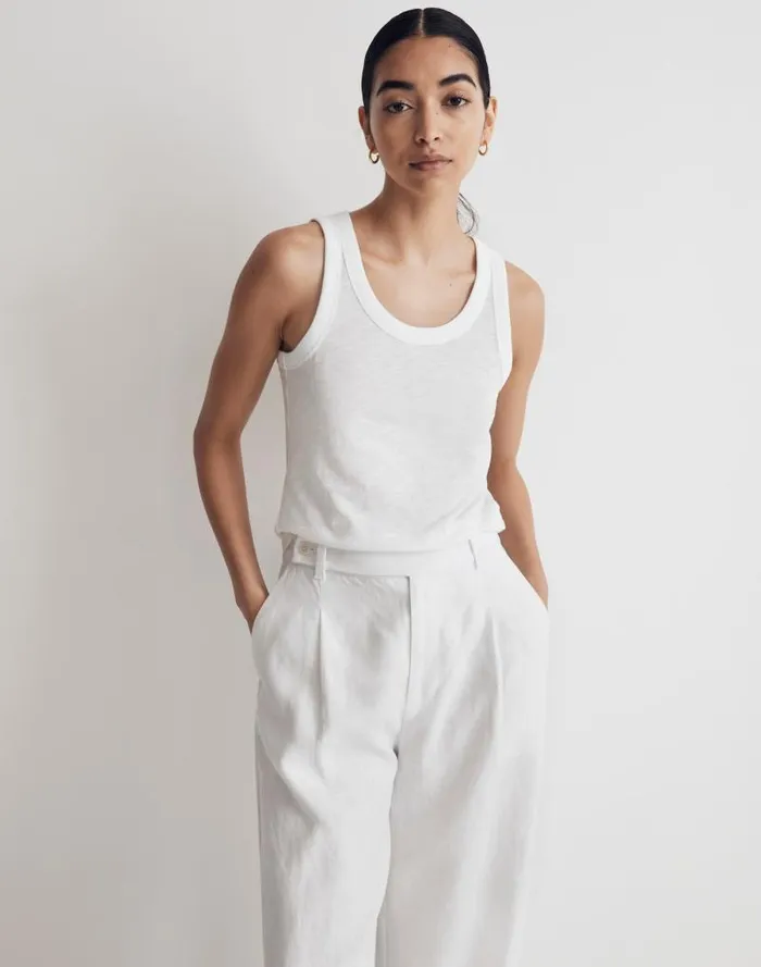 Women Whisper Cotton Scoopneck Tank Top Optic White Madewell Tees