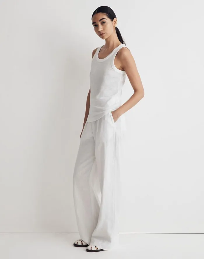Women Whisper Cotton Scoopneck Tank Top Optic White Madewell Tees