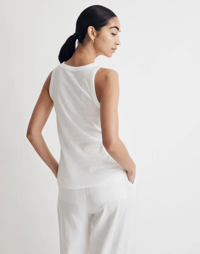 Women Whisper Cotton Scoopneck Tank Top Optic White Madewell Tees