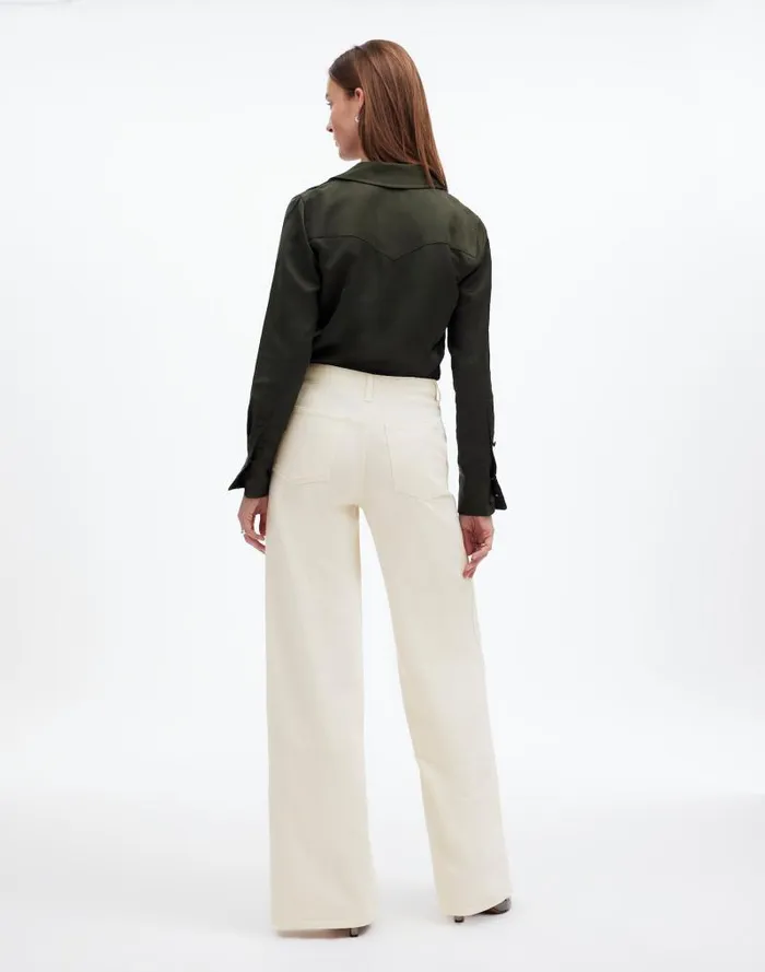 Women Wide Sweep Denim Trousers Vintage Ivory Madewell Jeans