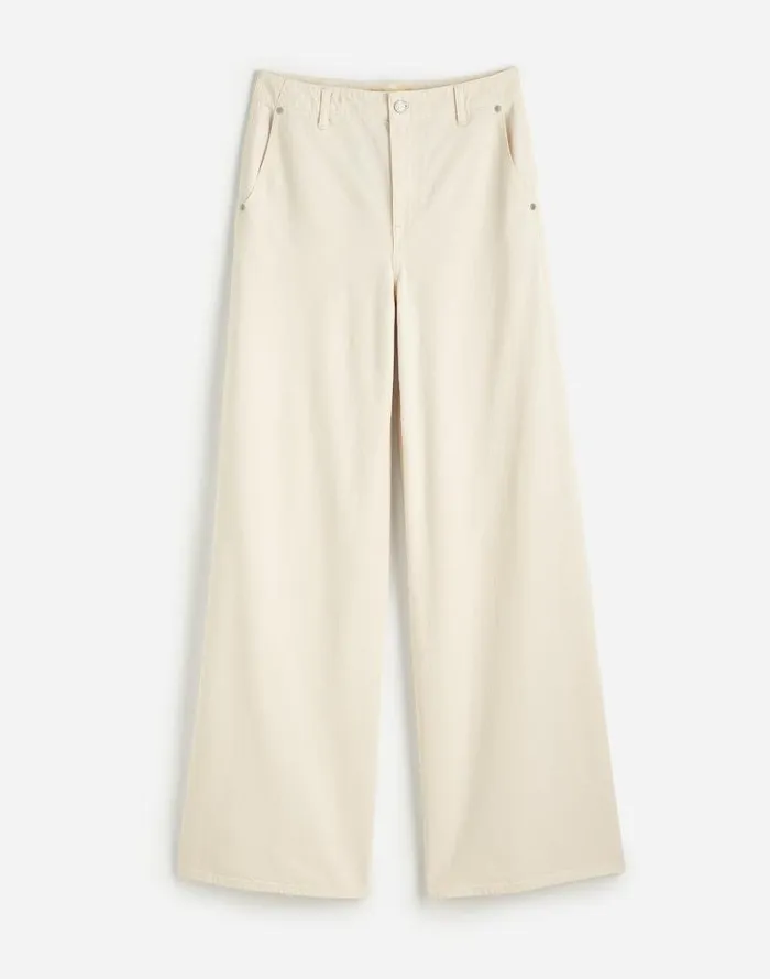 Women Wide Sweep Denim Trousers Vintage Ivory Madewell Jeans