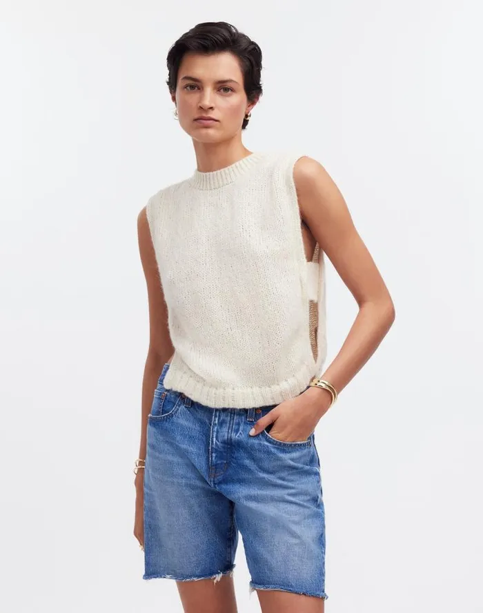 Women Yanawara Munasiri Llama Vest Ivory White Madewell Sweaters