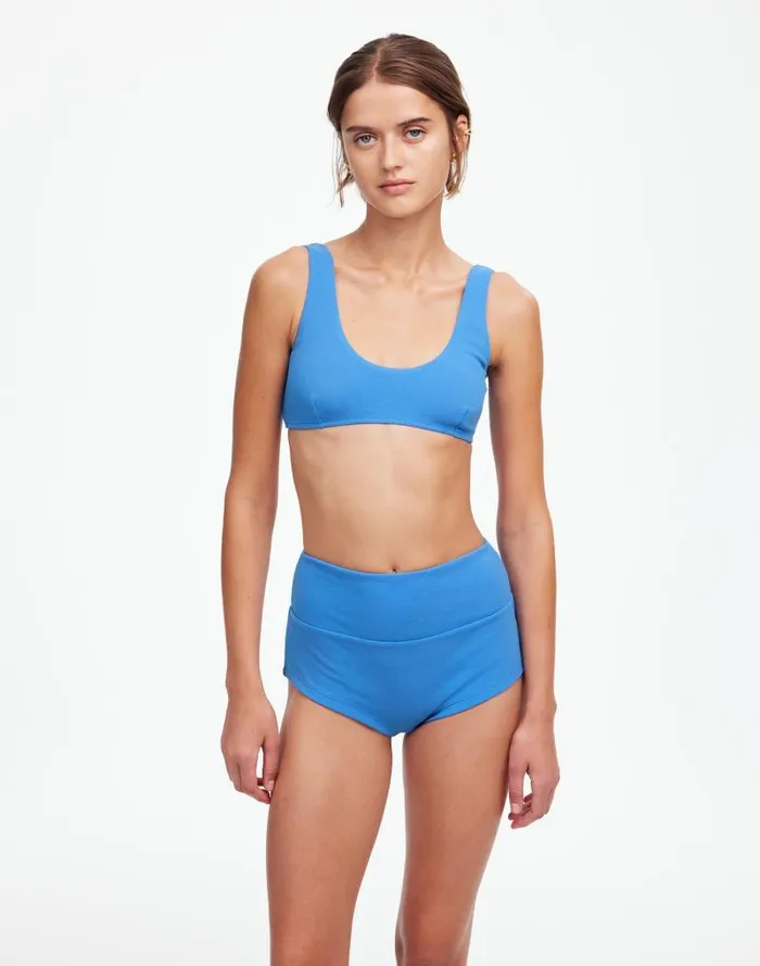 Women Zulu and Zephyr Ocean Blue Textured Boy Short Ocean Blue Madewell Swim