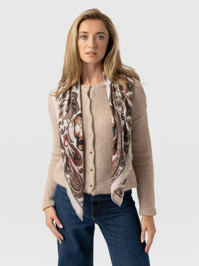 Wren Paisley Scarf 8211 CreamBurgundy Creamburgundy Women Saint And Sofia Scarves and Hats