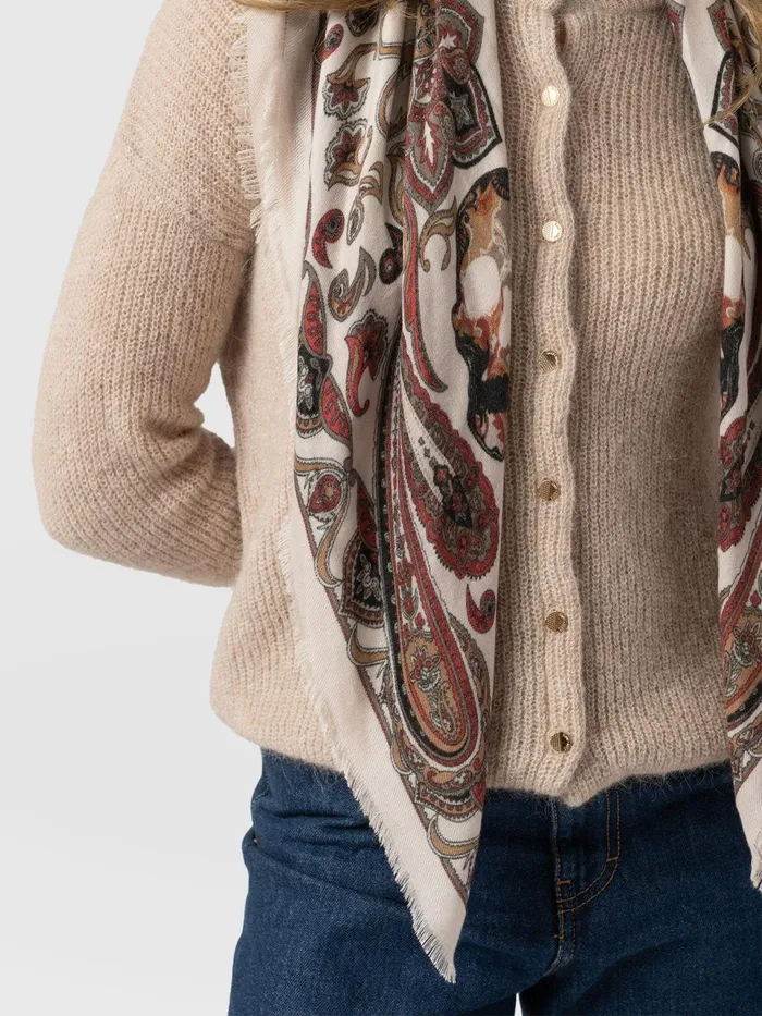 Wren Paisley Scarf 8211 CreamBurgundy Creamburgundy Women Saint And Sofia Scarves and Hats