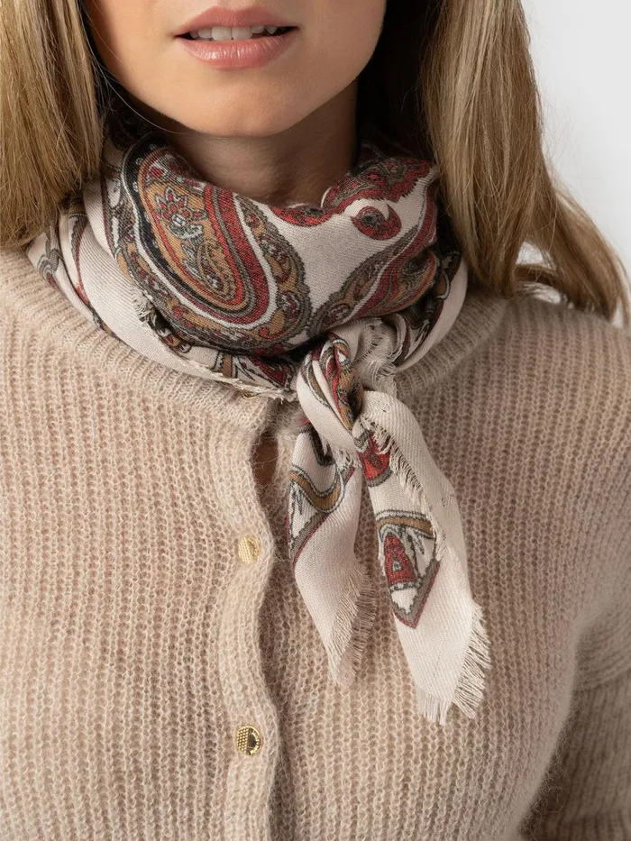 Wren Paisley Scarf 8211 CreamBurgundy Creamburgundy Women Saint And Sofia Scarves and Hats