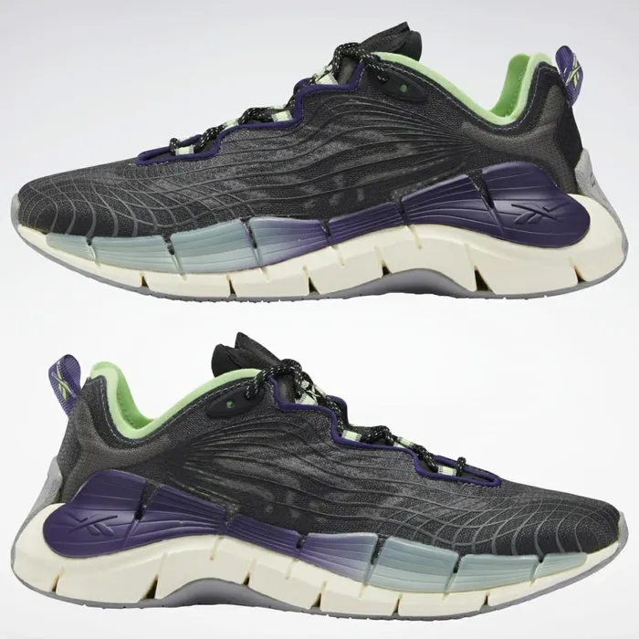 Zig Womens Reebok Zig Kinetica II Shoes Core Black Dark Orchid Neon Mint