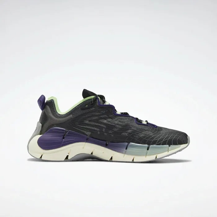 Zig Womens Reebok Zig Kinetica II Shoes Core Black Dark Orchid Neon Mint